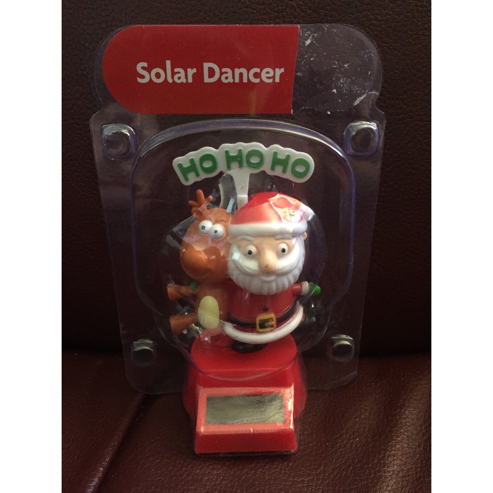 NEW Solar Powered Dancing Christmas Santa Claus & Reindeer HO HO Bobble Head Toy